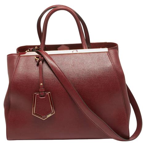 Fendi Dark Red Leather Medium 2Jours Tote 